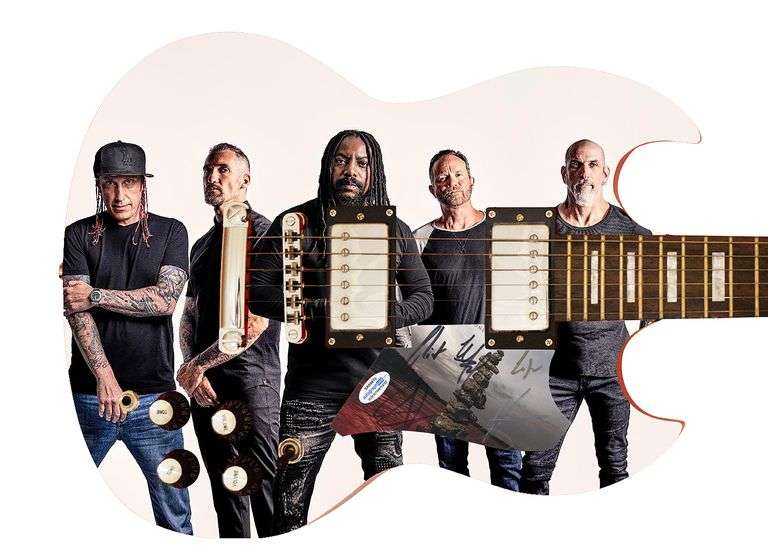 Sevendust Autographed Signed Custom Photo Graphics Guitar ACOA