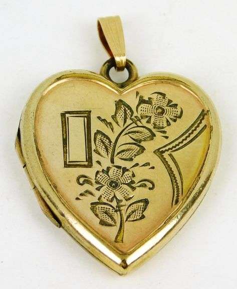 Vintage Large Gold Filled Engraved Heart Locket Pendant