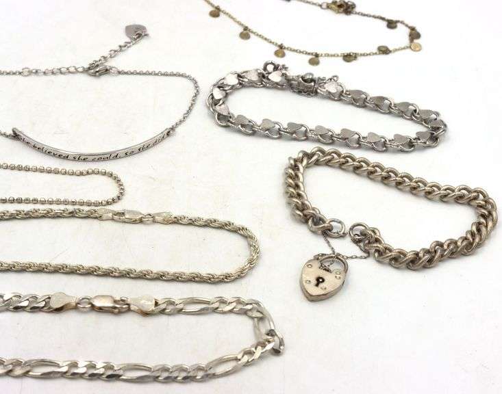 Group lot of 7 Vintage 925 sterling silver bracelets