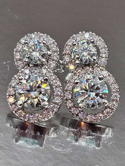 Sparkling 5.75 Ctw White Ice Blue Lab Simulated Diamond Earrings