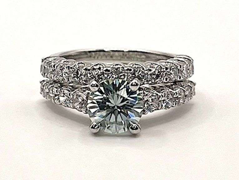 14 K White Gold Plate 2 Band Stackable 3.75 Ct Lab Simulated Diamond Ring