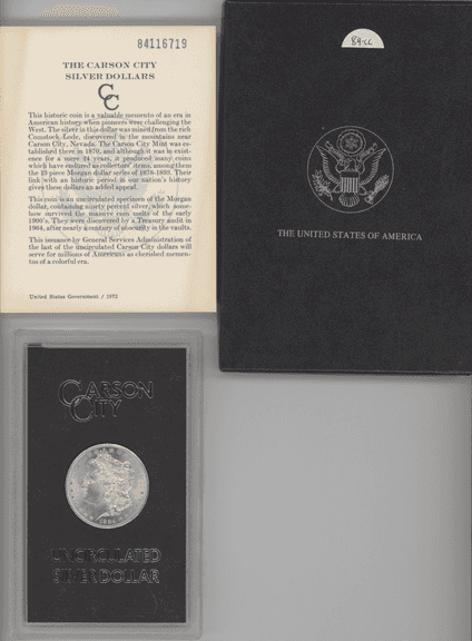 Choice BU 1884-CC Morgan Silver Dollar in GSA pack