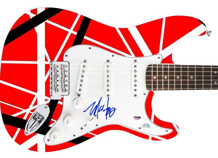 Van Halen Michael Anthony Signed 1/1 Custom Graphics Photo Guitar PSA