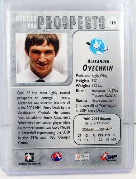 Alexander Ovechkin Heroes & Prospects 2004 Hockey Card