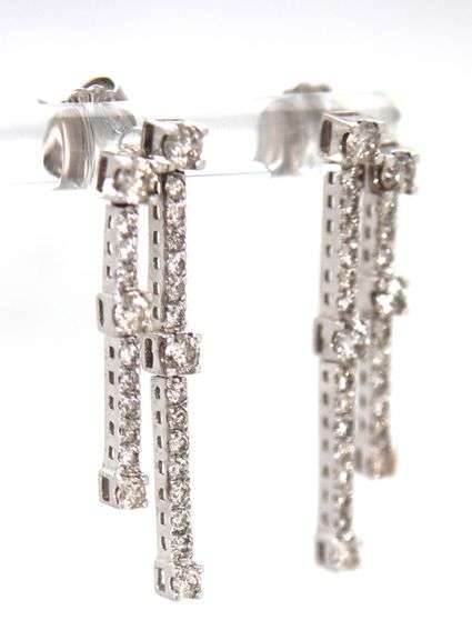 Stylish 14K WG Diamond Dangle Earrings