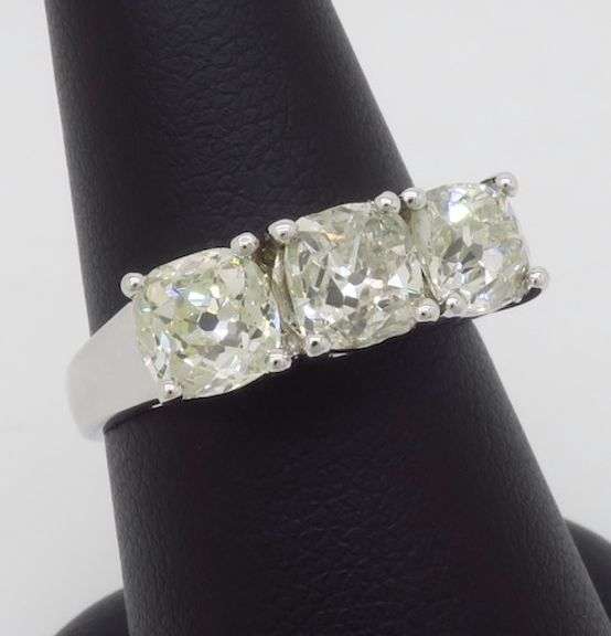 2.32CTW Old Mine Cut Diamond Three Stone Ring