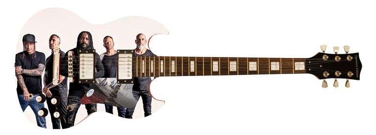 Sevendust Autographed Signed Custom Photo Graphics Guitar ACOA