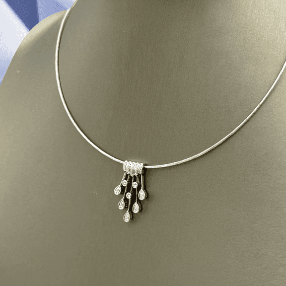 Romantic 18kt White Gold Diamond Waterfall Necklace
