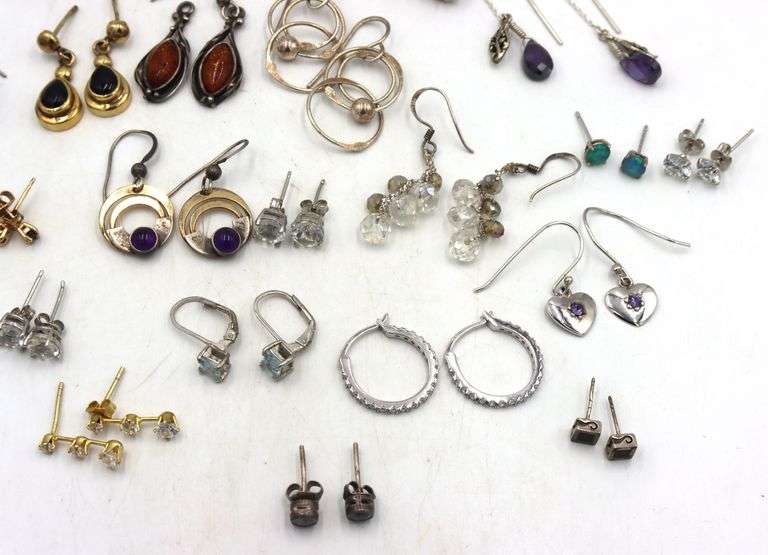 Group lot of vintage 925 sterling silver earrings