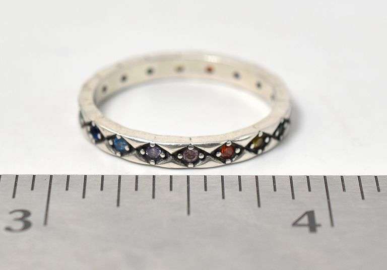 Colorful CZ Gemstone Ring in Sterling Silver