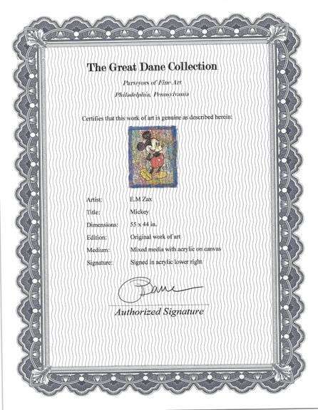 Highly Collectible E.M. Zax Mickey Mixed Media on Canvas