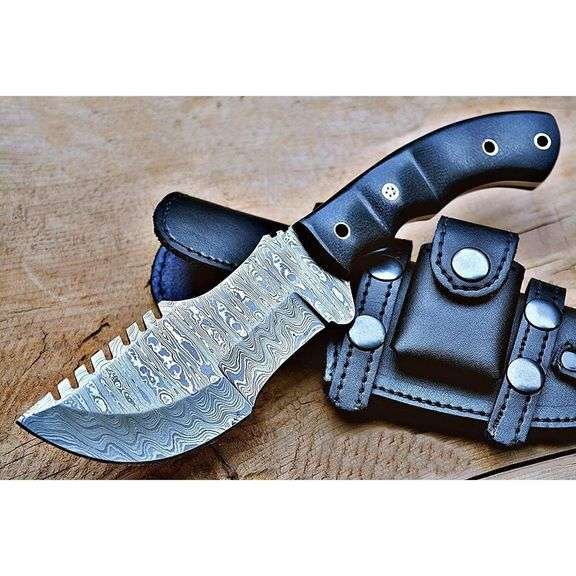 Damascus Steel Tracker Knife Walnut Handle