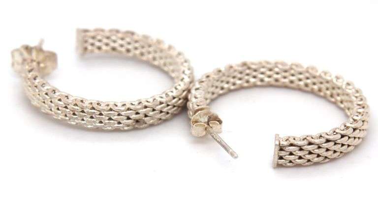 Tiffany & co somerset mesh hoop earrings