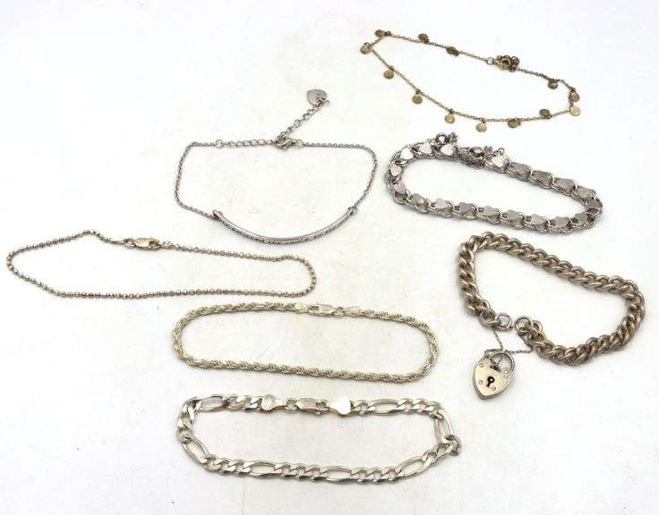 Group lot of 7 Vintage 925 sterling silver bracelets