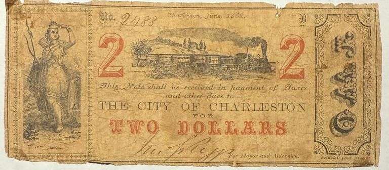 City of Charleston W Va $2 June 1862 Note