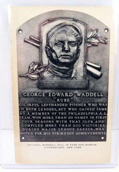 Rube Waddell Hall of Fame Cooperstown Early Post Card