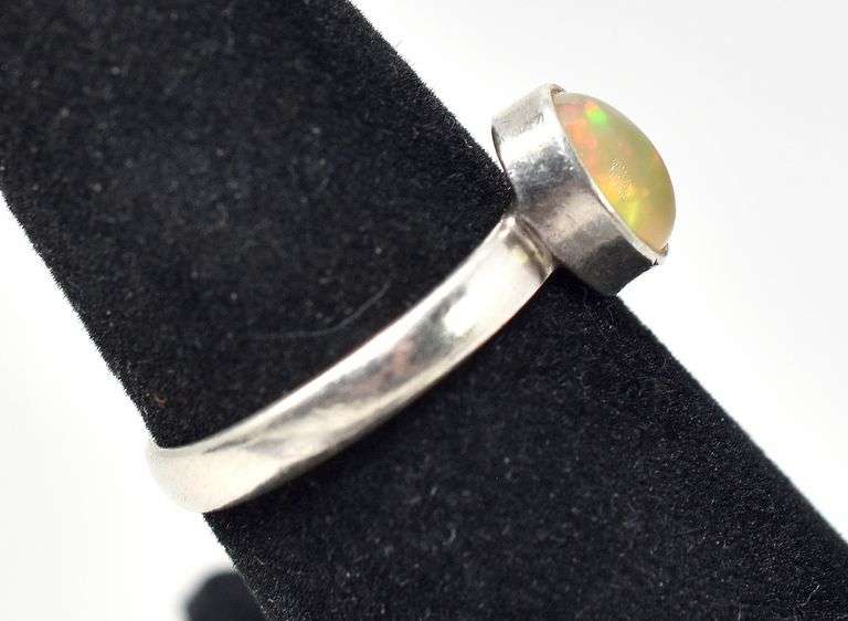 Opal Gemstone Ring in Sterling Silver