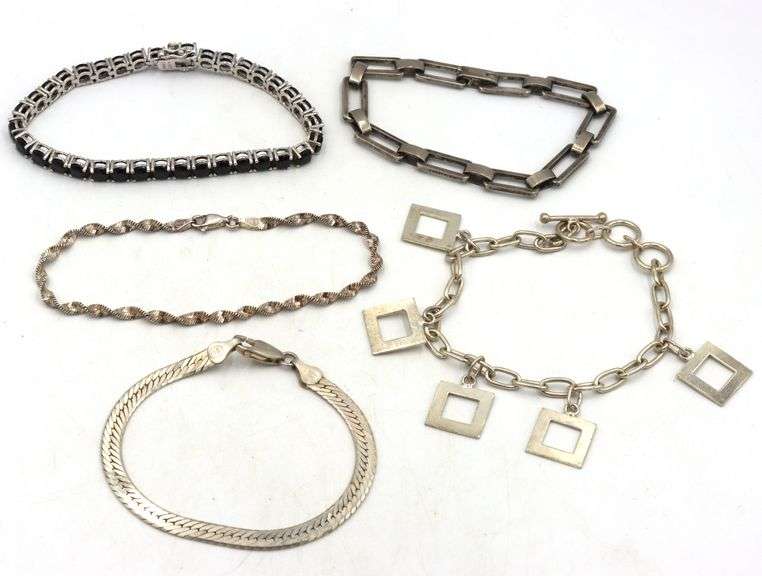 Vintage 925 sterling silver group lot of 5 bracelets