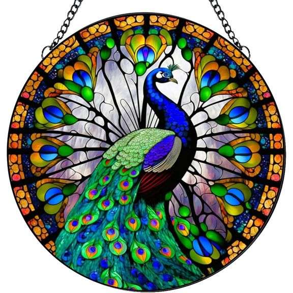 Peacock Stained Glass Suncatcher