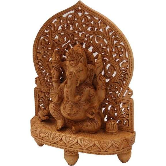 Large Hand-Carved Wooden Ganesha Wood
