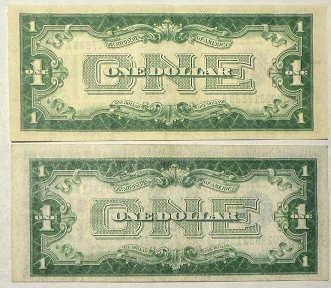 1928 A  & B $1 Funny Back Silver Certificates