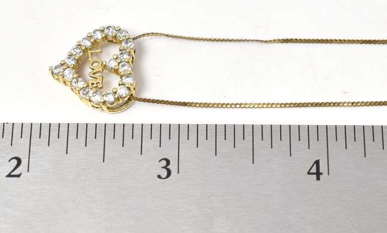 CZ Gemstone Heart Pendant Necklace in Vermeil Sterling Silver