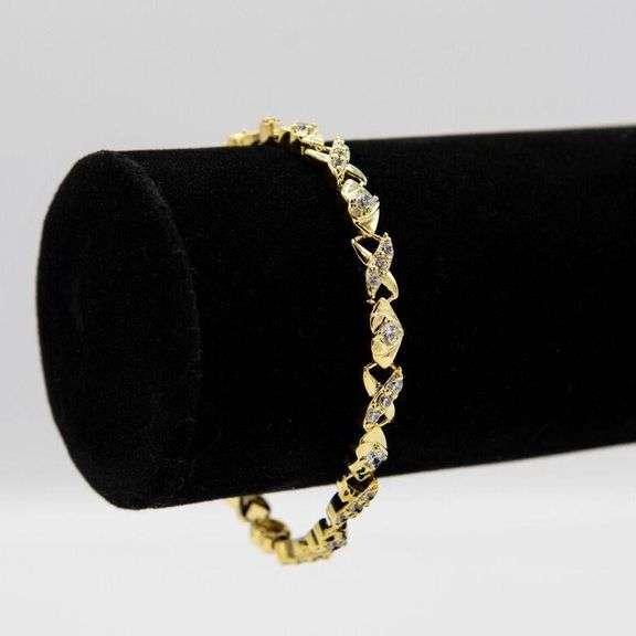 Dazzling 14 Kt 15.2 Grams Yellow Gold Plated Tennis Bracelet