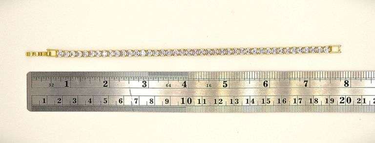 14 Kt Yellow White Gold Plated 5.75 Ctw Lab Simulated Diamond Tennis Bracelet