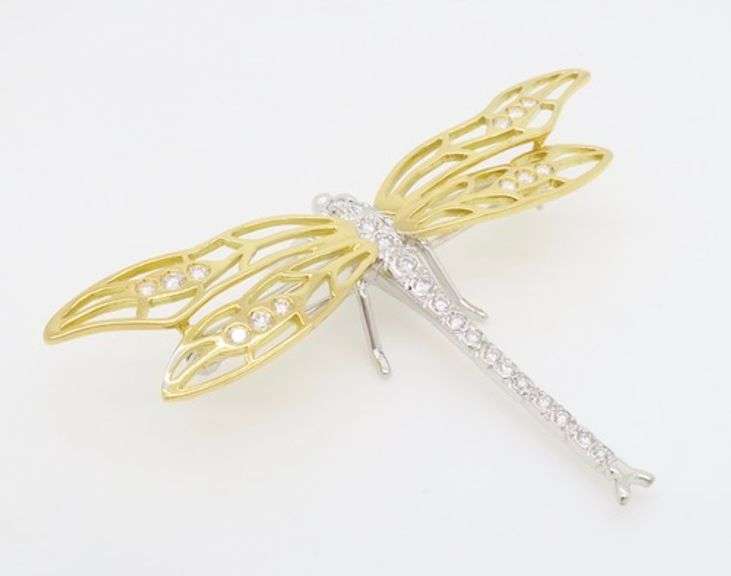 Vintage Signed Henry Denkner Diamond Dragonfly Brooch