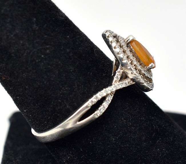 Opal and CZ Gemstone Ring in Sterling Silver