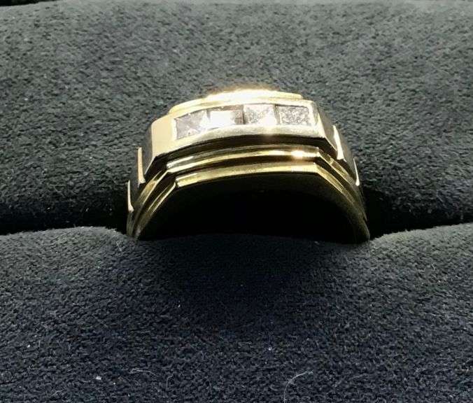 MEN’S 14K TWO TONE (YELLOW+WHITE) GOLD NATURAL DIAMOND WEDDING BAND
