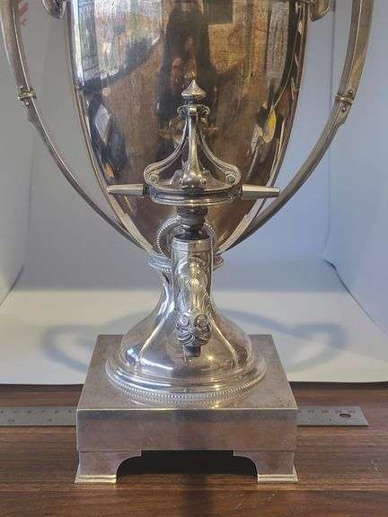 "Exquisite Antique English Sterling Silver Urn Samovar - 9x9x17 Inches, 2042 Grams"