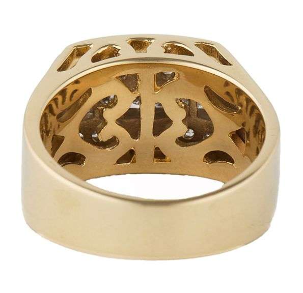 Gents 1.00ctw Princess and Round Diamond Triple Row Channel Set Ring