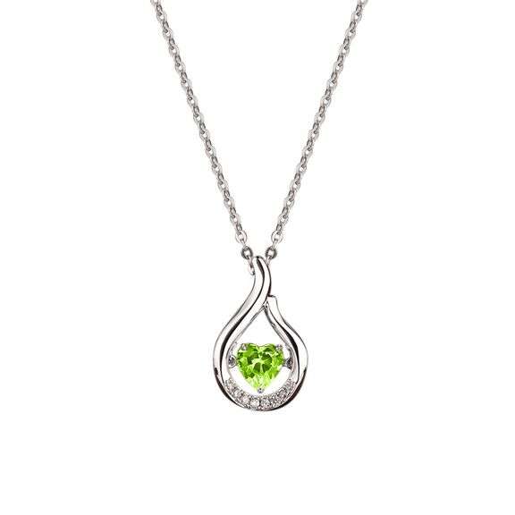 Genuine natural heart shape peridot dancing necklace