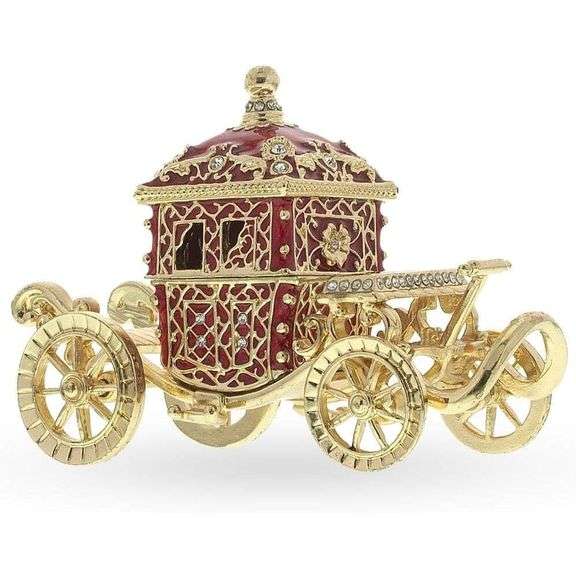 Coronation Coach Jewelry Trinket Box with Crystals
