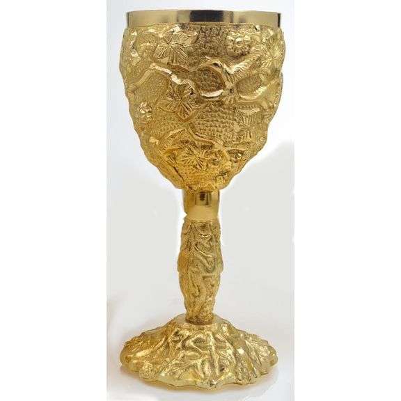 Gold-Plated Medieval Chalice Goblet