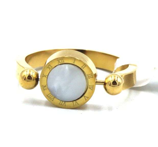 Gold plated reversible black onyx and opal ring