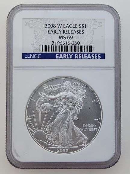 2008 W Silver Eagle - Early Releases, NGC MS69