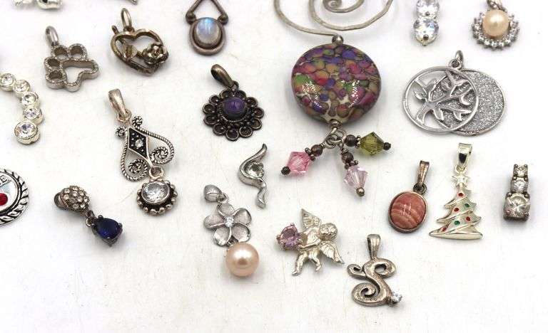 Group lot of vintage 925 sterling silver pendants