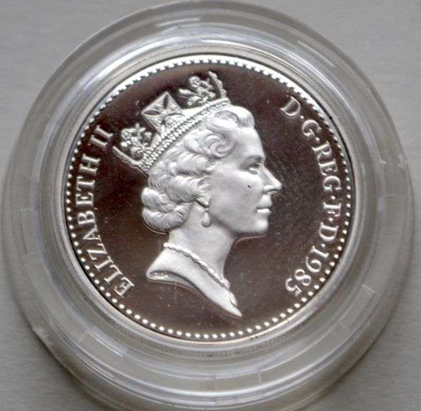 Scarce UK 1985 1 Pound Silver Proof Piefort