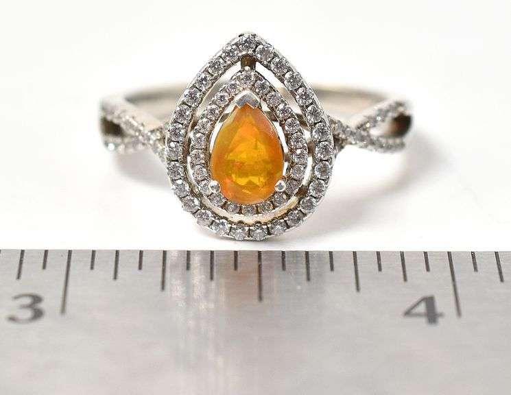 Opal and CZ Gemstone Ring in Sterling Silver