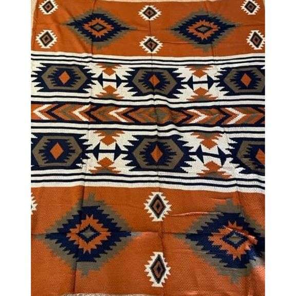 Southwest Tribal Throw Blanket with Fringe