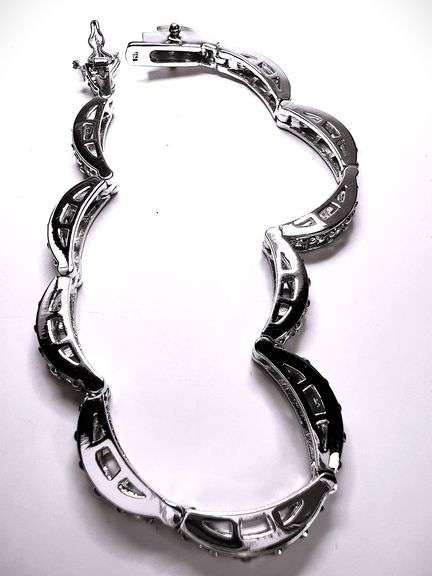Dazzling 14 Kt 15.3  Grams White Gold Plated Tennis Bracelet
