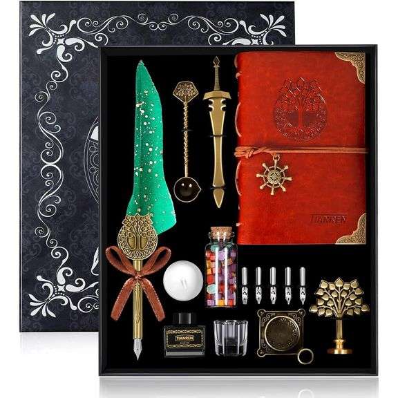 Calligraphy Pen Set with Feather Quill