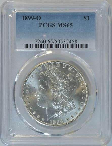 Blazing white solid Gem BU 1899-O Morgan Silver Dollar. PCGS MS65