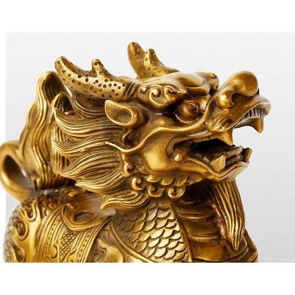 Lot of 2 Brass Feng Shui Kylin for Wealth and Protection