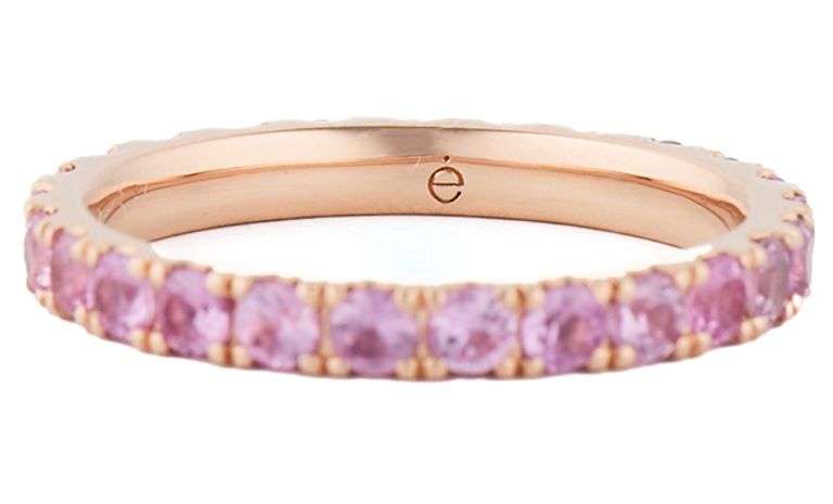 14kt Rose gold 1.85ctw Pink Sapphire Eternity Band Ring