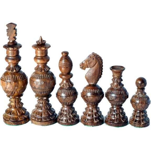 Hand-Carved Wooden Chess Pieces Set