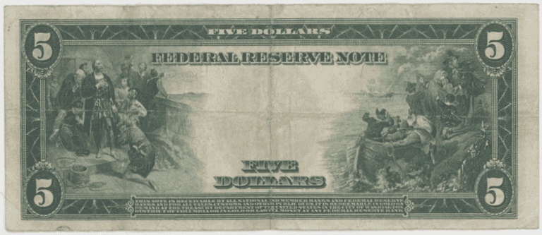 Crisp 1914 Series Large Size $5 Federal Reserve Note