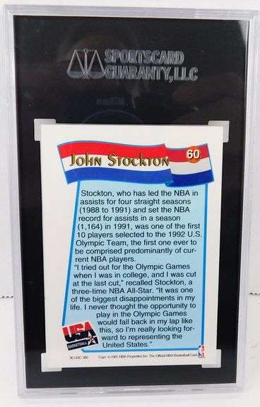 John Stockton 1991 Hoop's Basketball Card, 9.5 MT